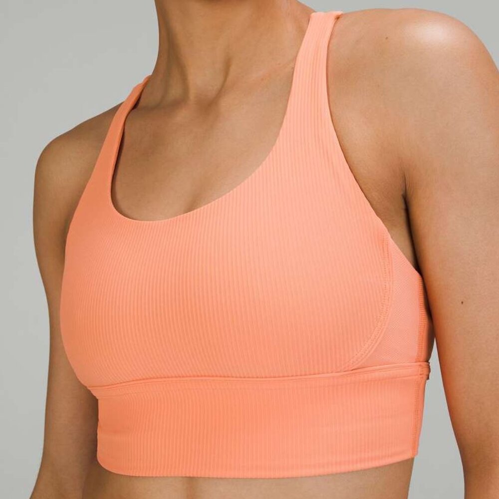 NWT Lululemon Sunny Coral Energy Bra Long Line Rib - Size 12